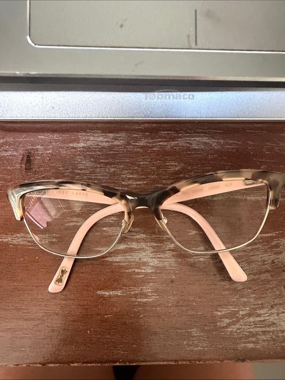 Ted Baker B242 Pink and Tortoise and metal Cat-Eye half rim eyeglasses